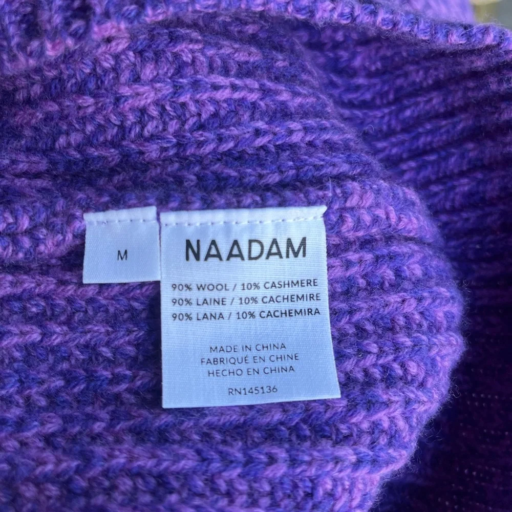 Naadam crewneck purple wool and cashmere blend textured sweater. Size M. NWT